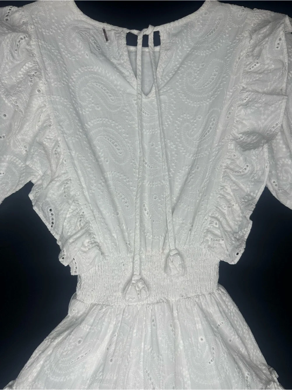 Misa Los Angeles Doutzen White Tiered Mini Dress XS Boho Bridal Shower Resort